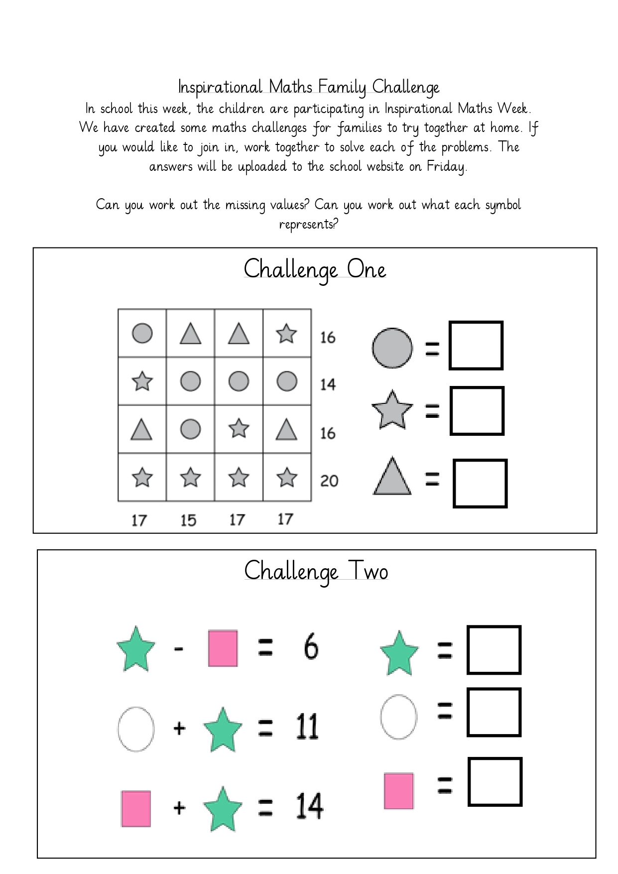Inspirational Maths Family Challenge Page 0001